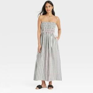 Universal Thread Blue and White Strapless Dress